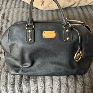 Michael Kors Black Satchel with Gold Accents
